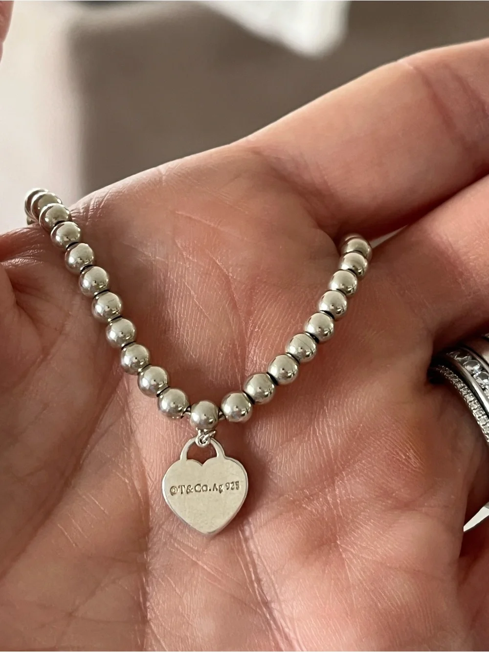 Authentic Tiffany & Co. Return to Tiffany Mini Heart Tag Bead Bracelet XS 6.25”